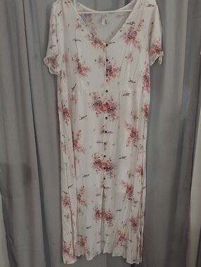 Mudd Cream Dress with Pink & Orange Floral Accents